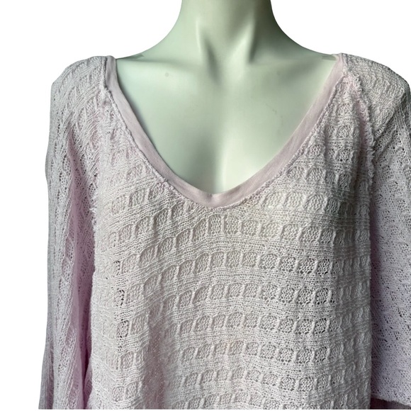 Free People We The Free Thiens Hacci Powder Pink V Neck Lightweight Sweater, XL - Picture 5 of 15